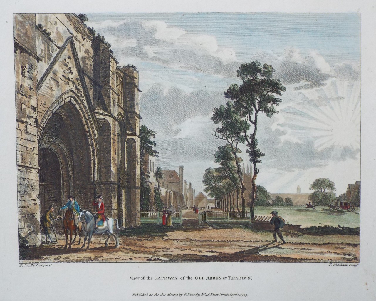 Print - View of the Gateway of the Old Abbey at Reading. - Chesham