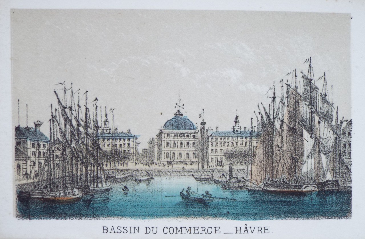 Lithograph - Bassin du Commerce - Havre.