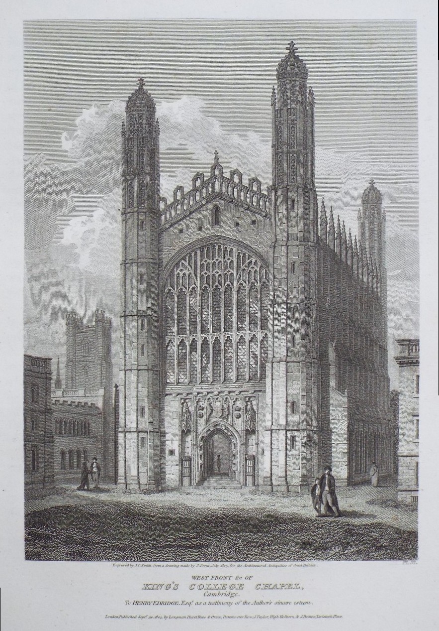 Print - West Front &c. of King's College Chapel, Cambridge. - Smith