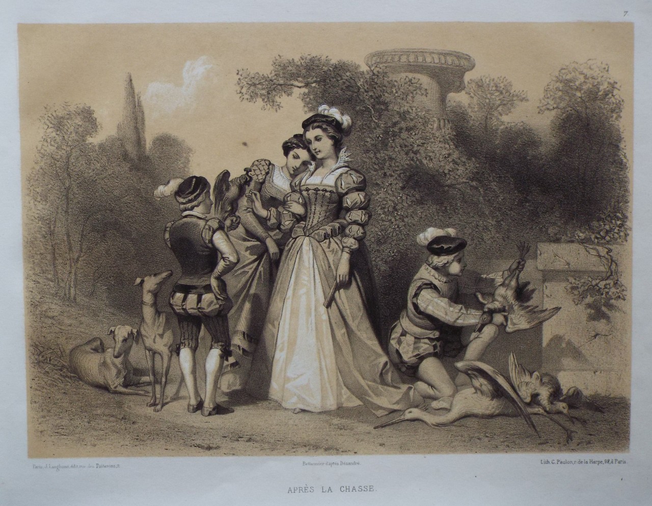 Lithograph - Apres la Chasse. - 