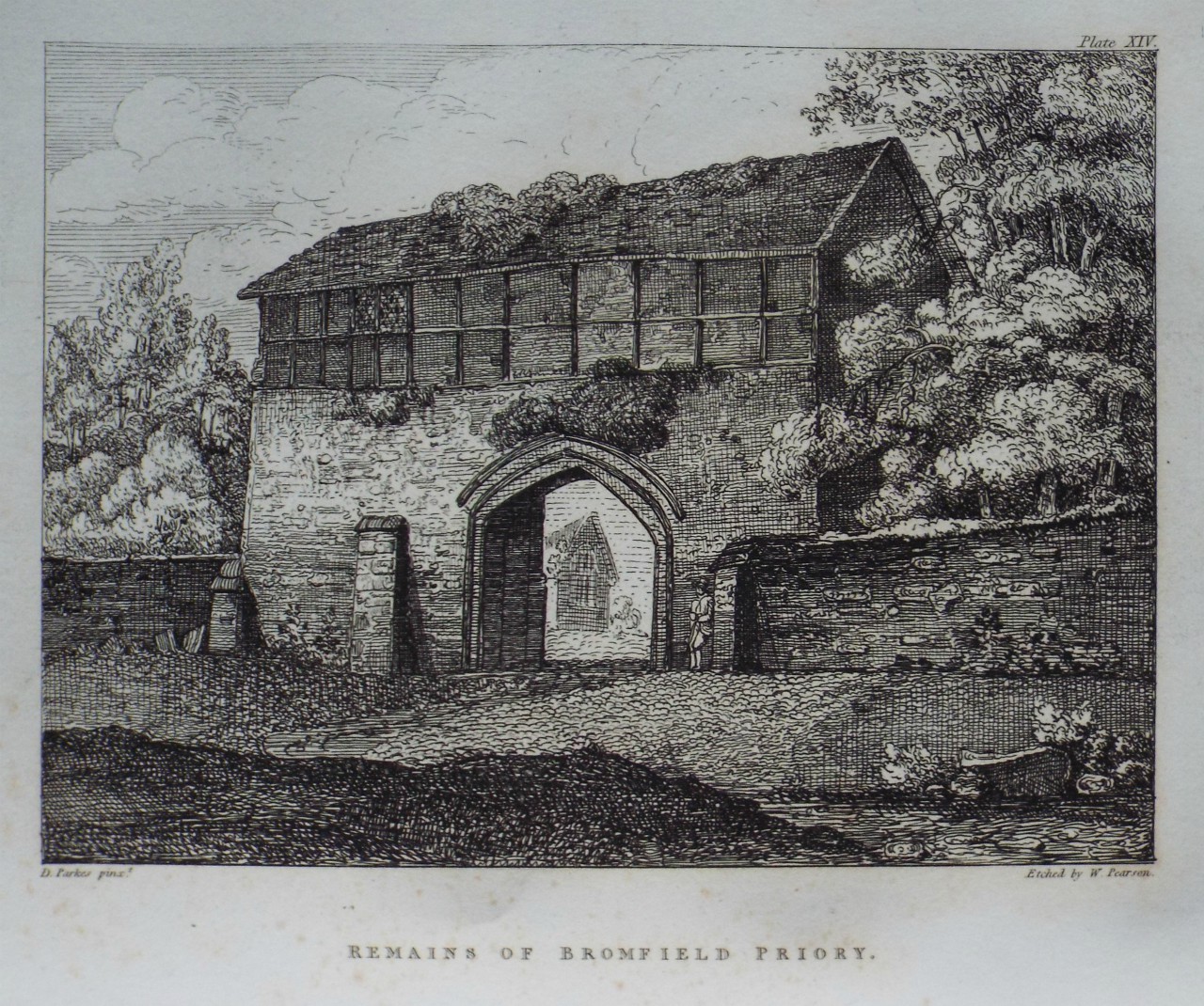 Etching - Remains of Bromfield Priory. - Pearson