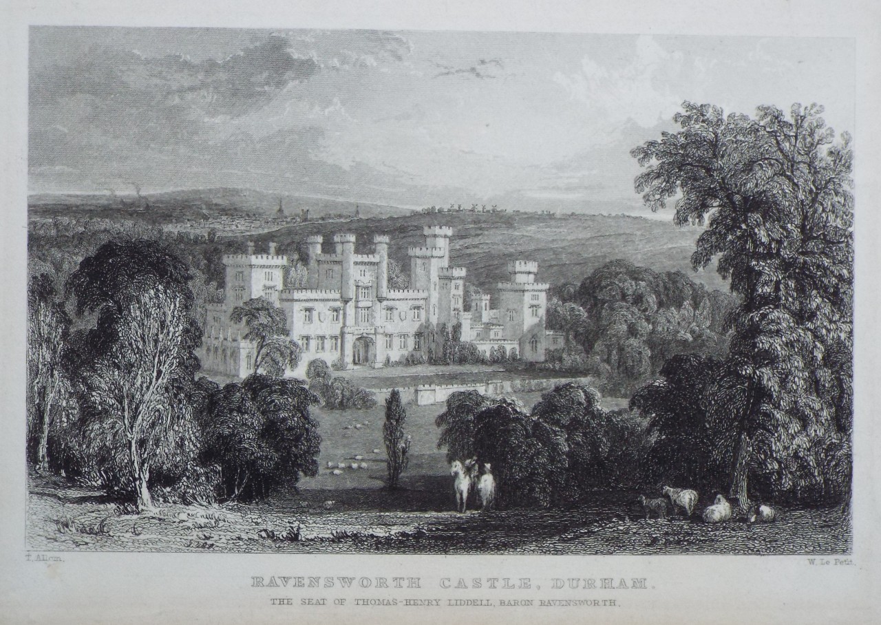 Print - Ravensworth Castle, Durham. The Seat of Thomas-Henry Liddell, Baron Ravensworth. - Le