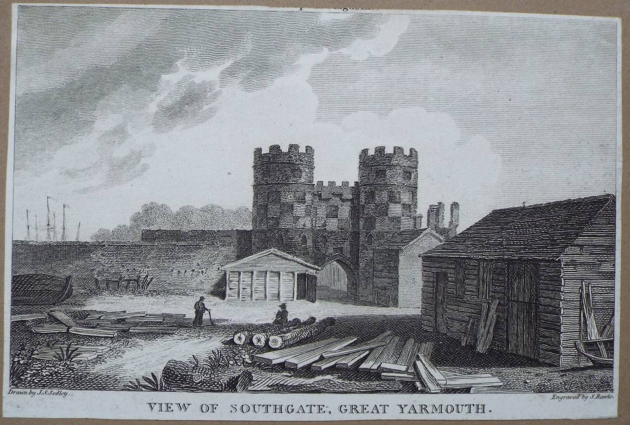 Print - View of Southgate, Great Yarmouth. - Rawle