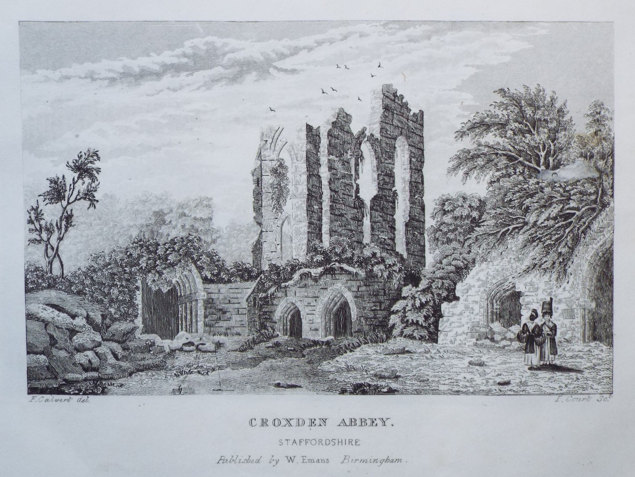 Print - Croxden Abbey, Staffordshire - Radclyffe