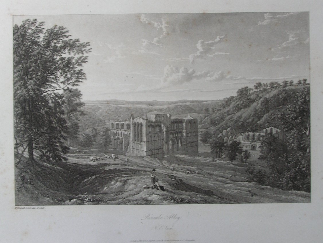 Aquatint - Rivaulx Abbey N.E. View - Westall