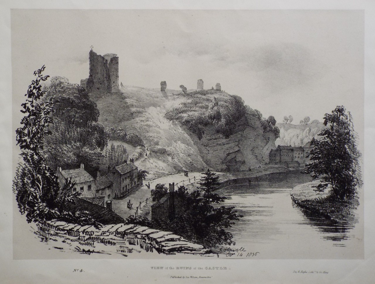 Lithograph - View of the Ruins of the Castle. - Howell
