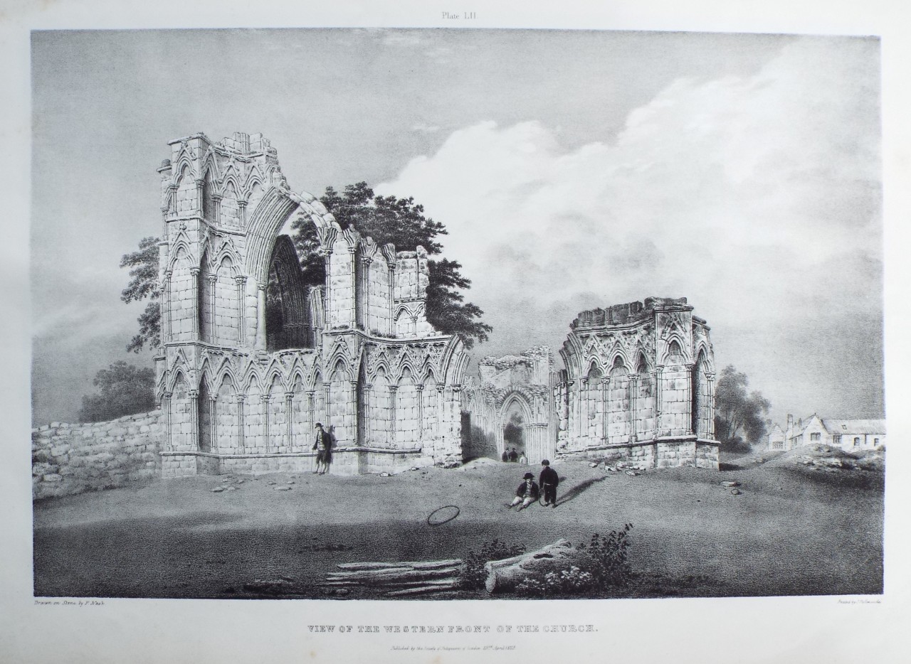Lithograph - View of the Western Front of the Church. - Nash
