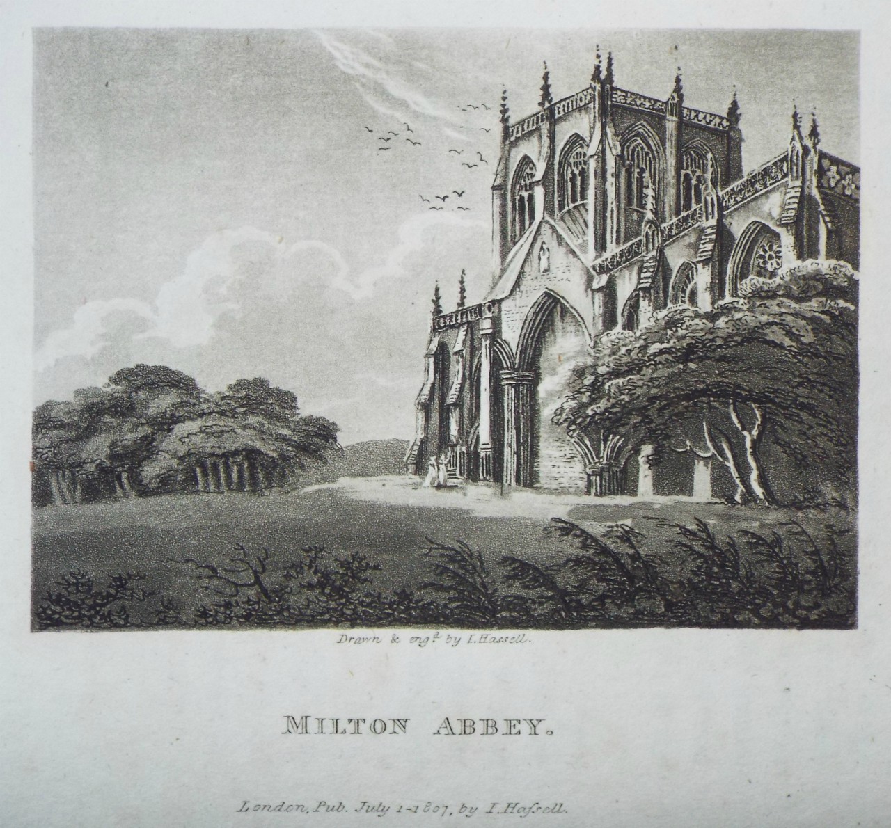 Aquatint - Milton Abbey. - Hassell