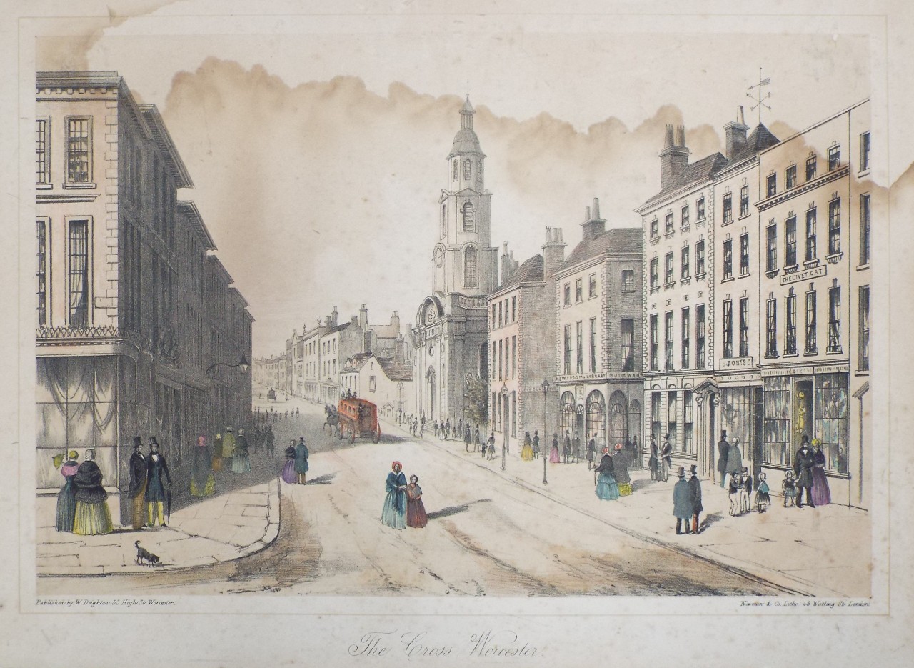 Lithograph - The Cross, Worcester. - Newman