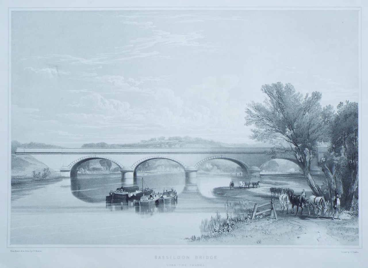 Lithograph - Bassildon Bridge over the Thames. - Cheffins