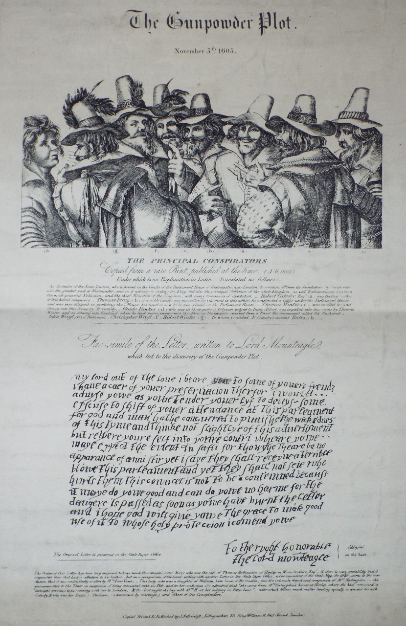Lithograph - The Gunpowder Plot. November 5th 1605.