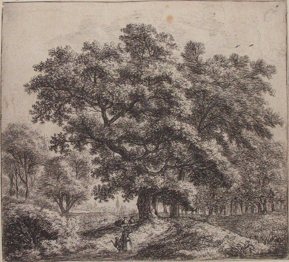Etching - (Woodland scene with woman carrying a tray of jars on her head) - Waterloo