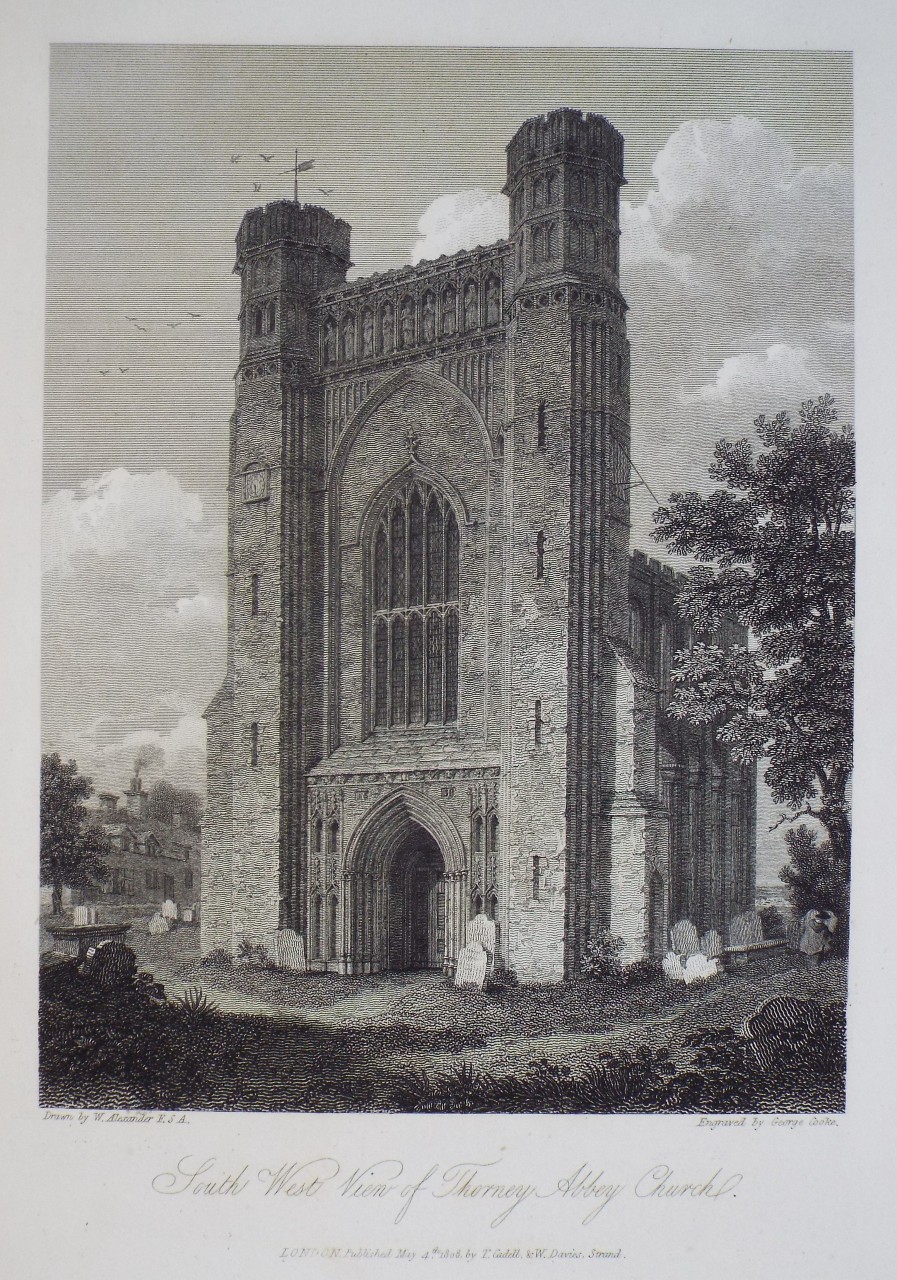 Print - South West View of Thorney Abbey Church. - Cooke