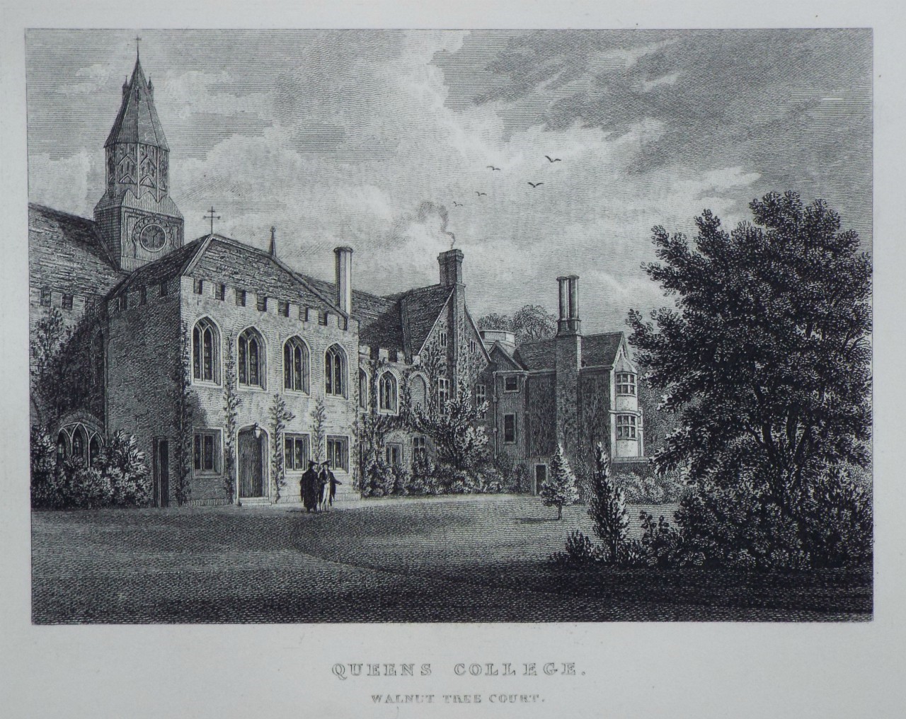 Print - Queens College. Walnut Tree Court.