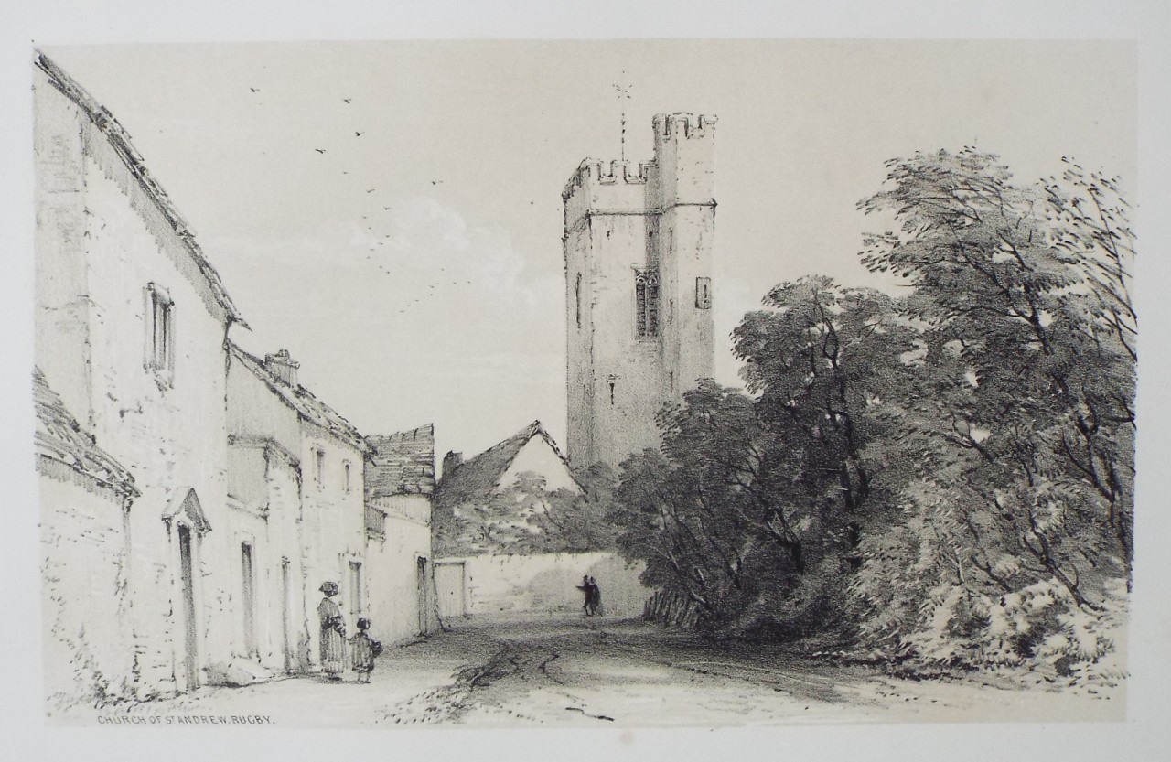 Lithograph - Church of St. Andrew, Rugby. - Radclyffe