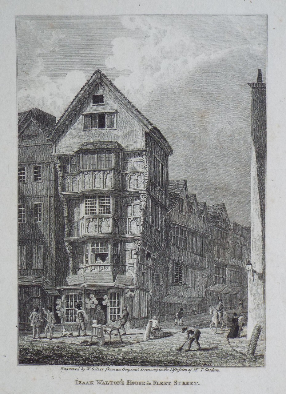 Print - Isaak Walton's House in Fleet Street. - Giller