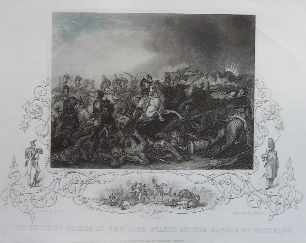 Print - The Decisive Charge of the Life Guards at the Battle of Waterloo. - Rogers