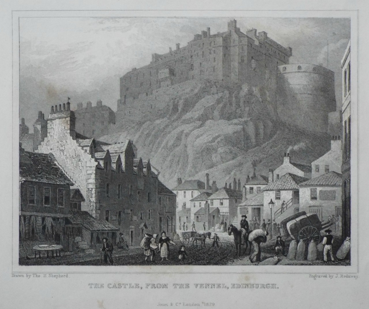 Print - The Castle, from the Vennel, Edinburgh. - Redaway