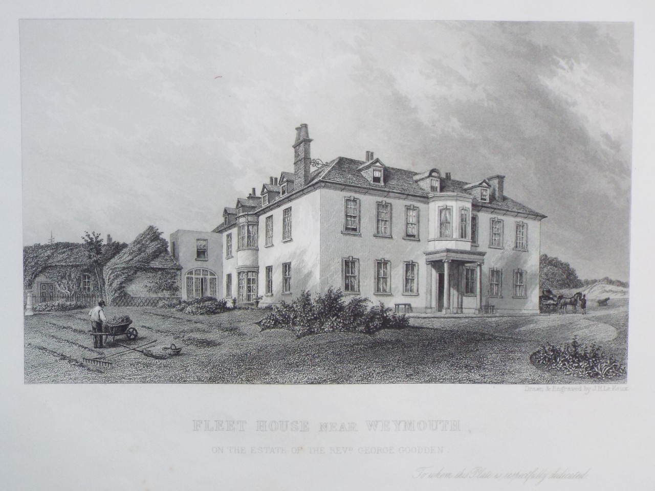 Print - Fleet House near Weymouth, on the Estate of the Revd. George Goodden. - Le