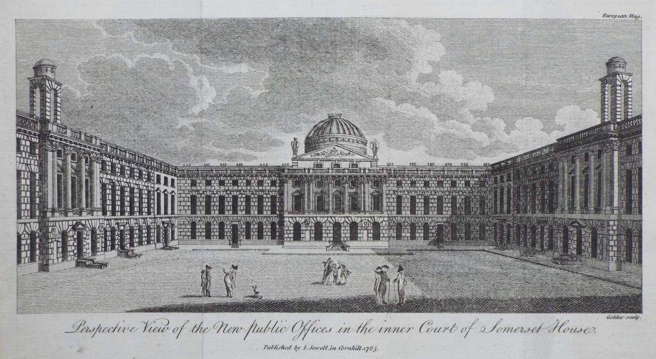 Print - Perspective View of the New Public Offices i the inner Court of Somerset House. - 