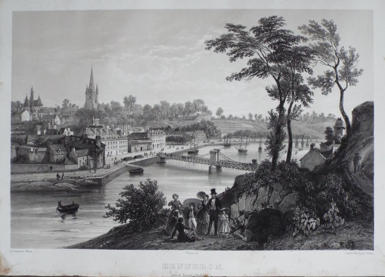 Lithograph - Hennebon, pres de Lorient. (Morbihan.) - Jacottet