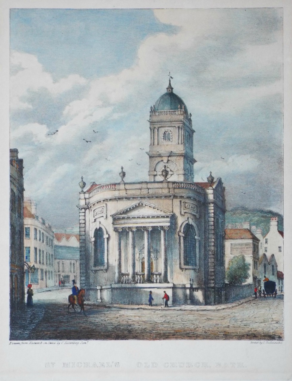 Lithograph - St. Michael's Old Church, Bath. - Rosenberg