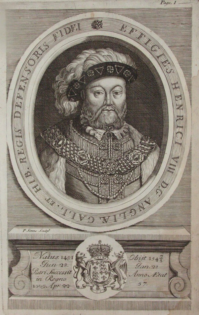 Print - Effigies Henrici VIII D.G Angliae Gall. et Hib. Regis Defensoris Fidei - Simms