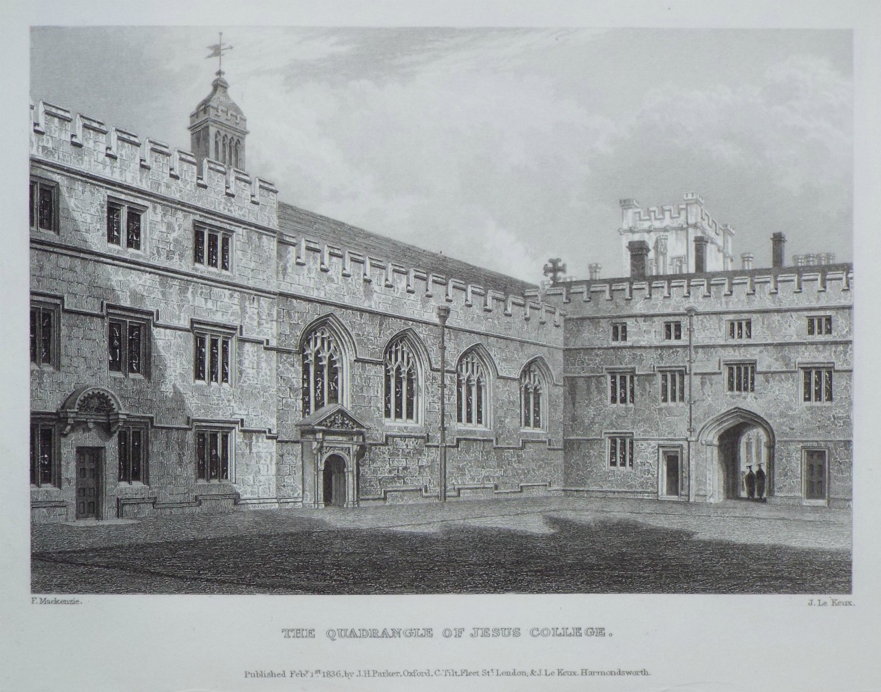 Print - The Quadrangle of Jesus College. - Le