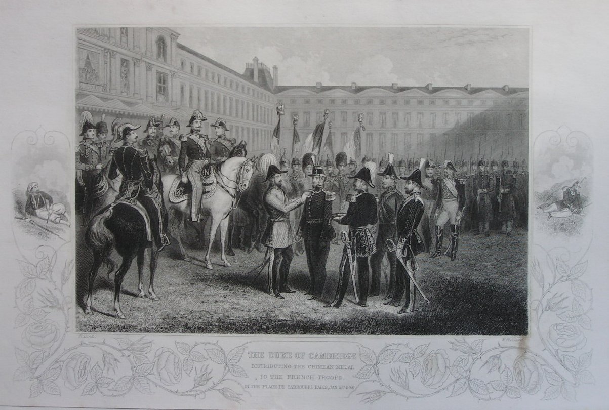 Print - The Duke of Cambridge Distributing the Crimean Medal to the French Troops in the Place de Carrouse, Paris, Jan 15th 1856 - Hulland