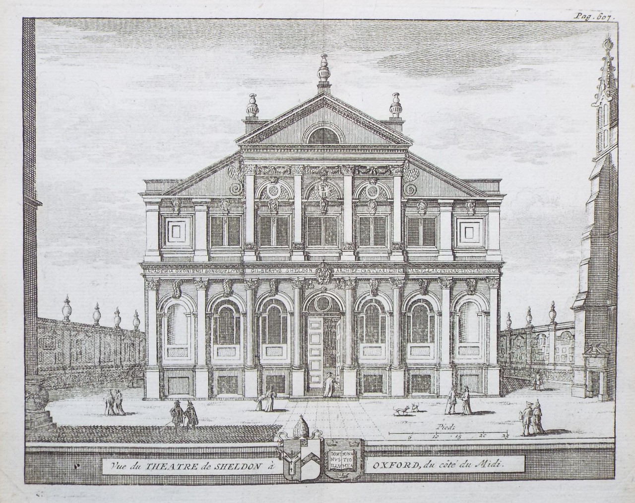 Print - Vue du Theatre de Sheldon a Oxford, du cote du Midi.