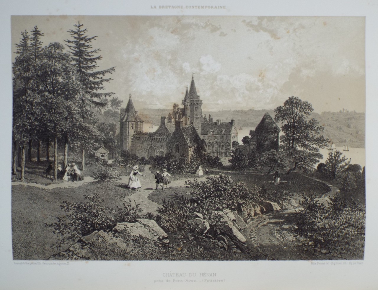 Lithograph - Chateau du Henan pres de Pont-Aven. - Ciceri