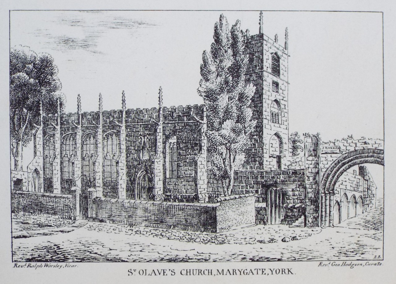 Lithograph - St. Olave's Church, Marygate, York.