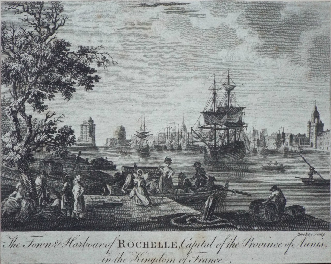 Print - The Town & Harbour of Rochelle, Capital of the Province of Aunis, in the Kingdom of France. - 