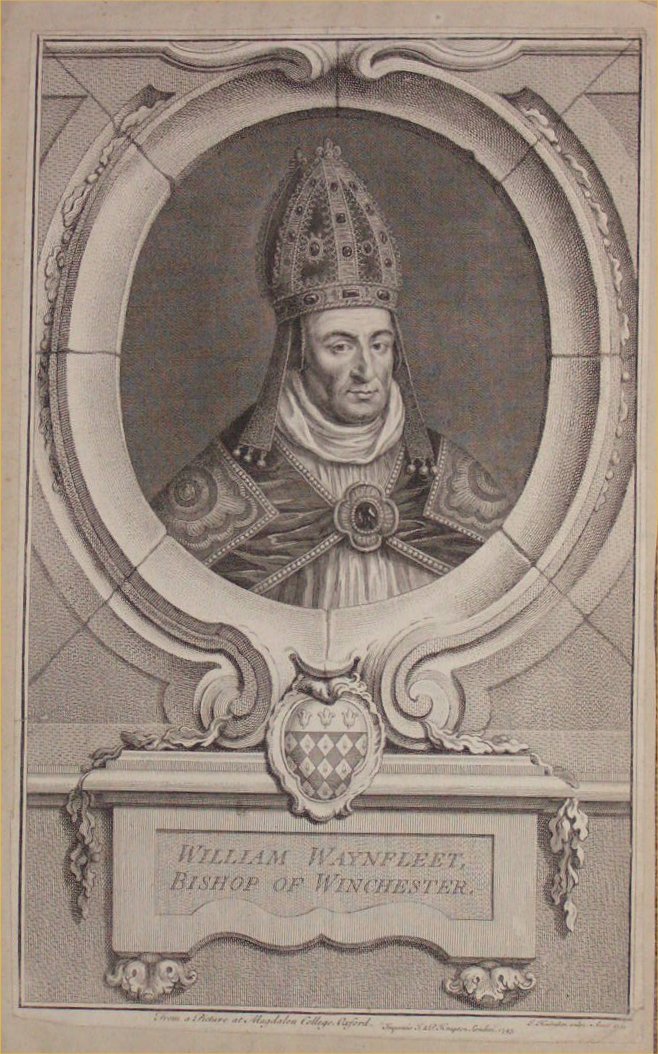 Print - William Waynfleet. Bishop of Winchester - Houbraken