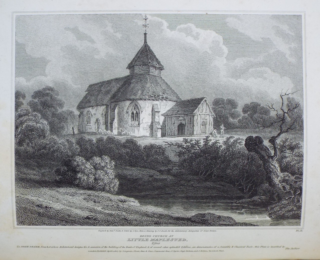 Print - Round Church at Little Maplested, Essex. - Smith