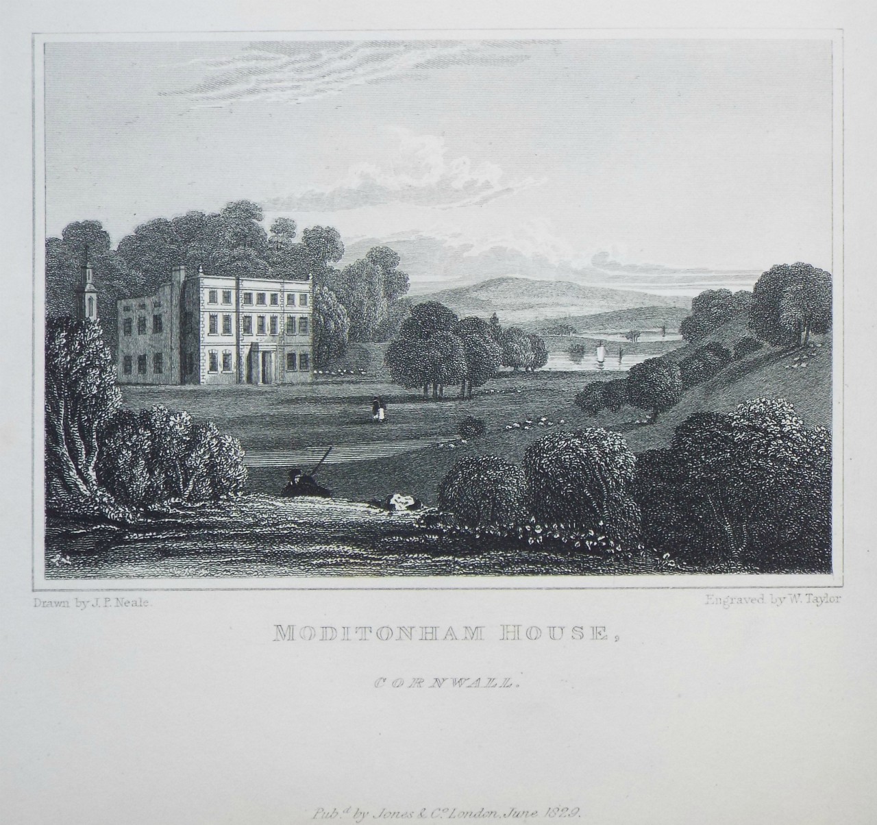 Print - Moditonham House, Cornwall. - Taylor