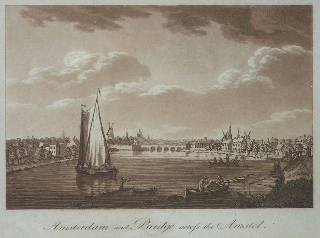 Aquatint - Amsterdam and Bridge across the Amstel - Ireland