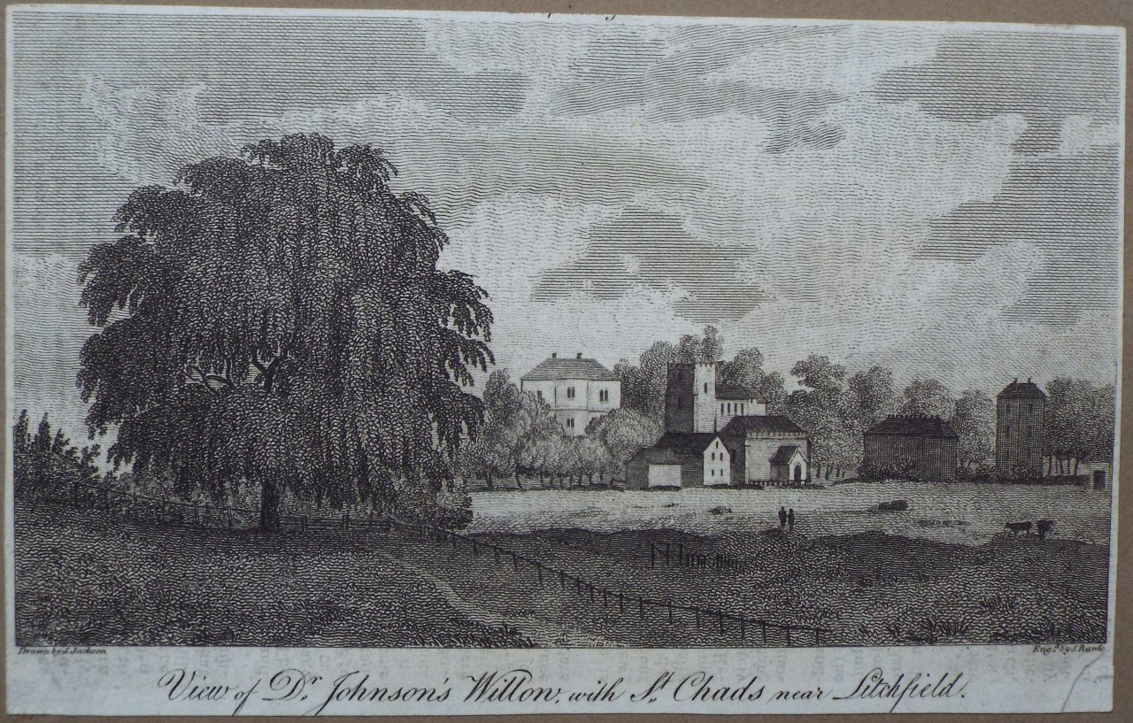Print - View of Dr. Johnson's Willow with St. Chads near Litchfield. - Rawle