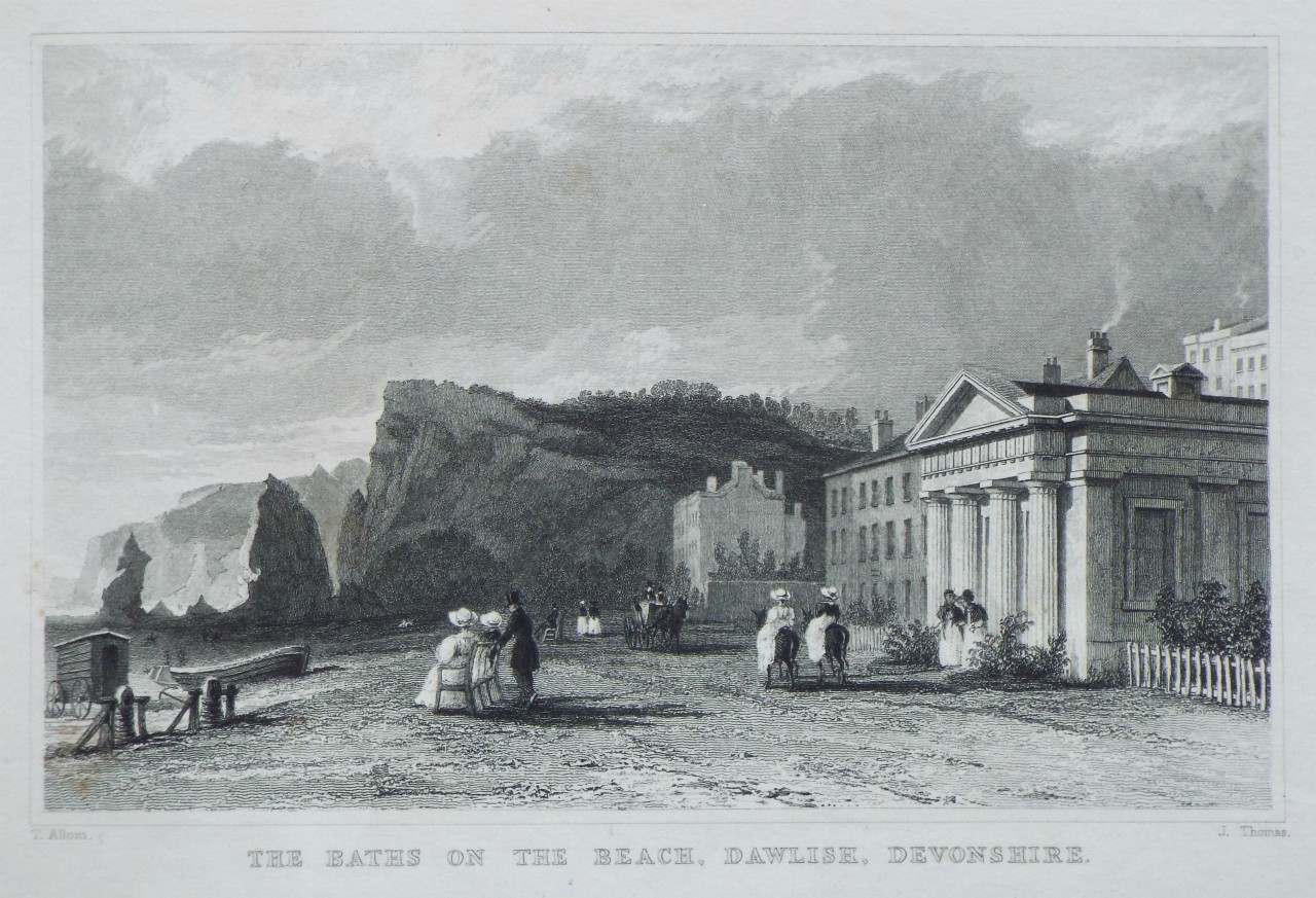 Print - The Baths on the Beach, Dawlish, Devonshire. - Thomas