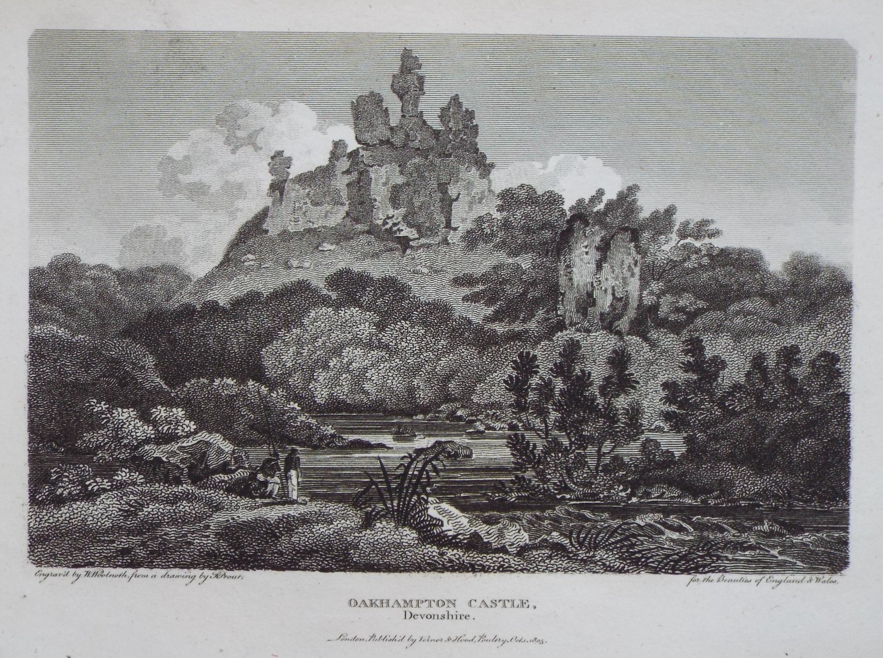 Print - Oakhampton Castle, Devonshire. - Woolnoth
