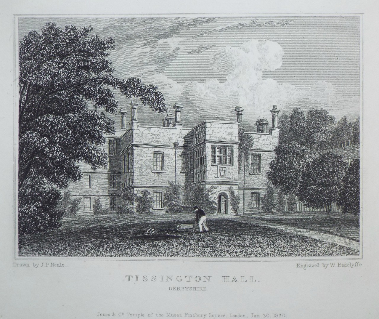 Print - Tissington Hall, Derbyshire. - Radclyffe