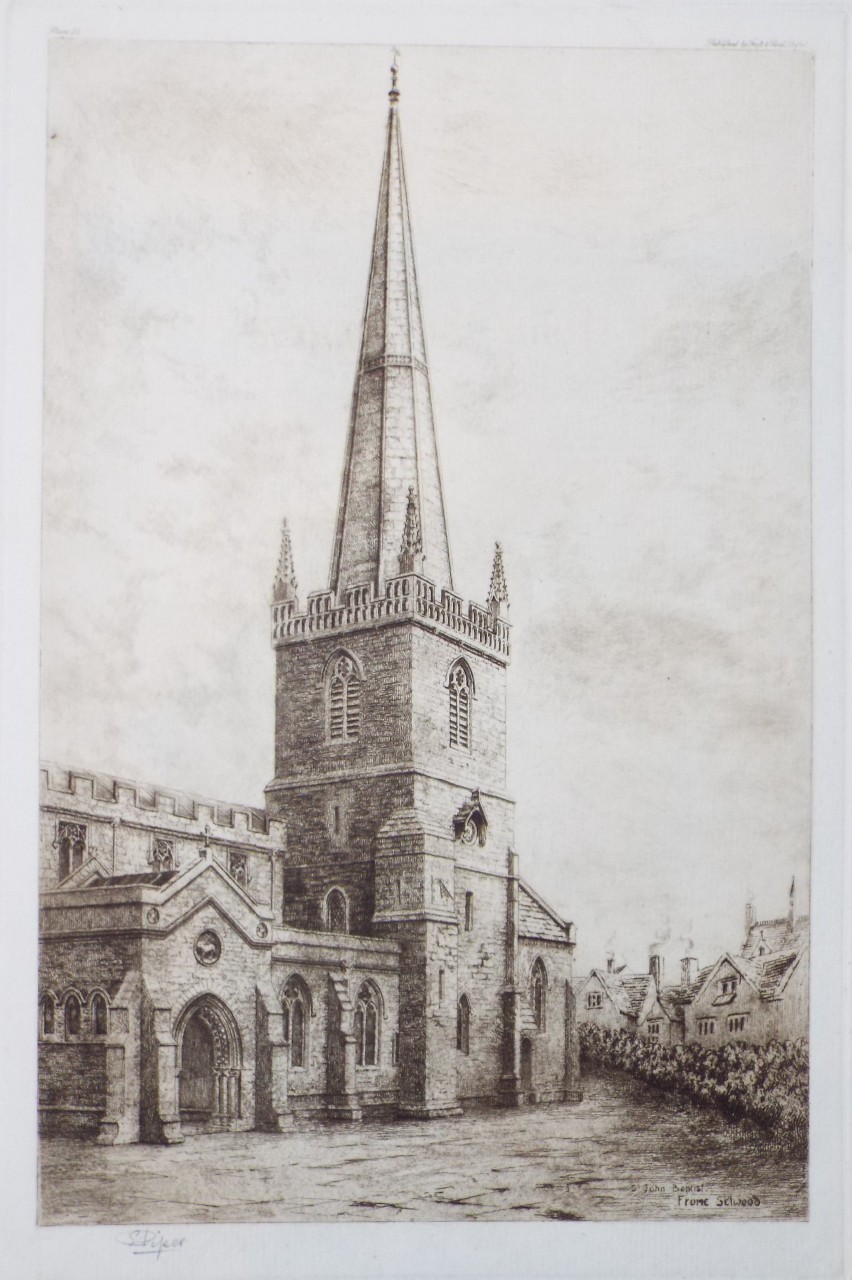 Etching - St. John the Baptist, Frome Selwood - Piper