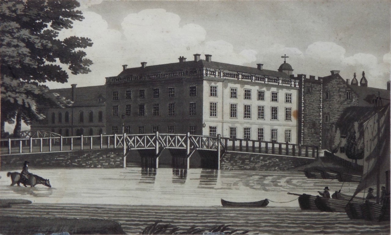 Aquatint - Queens College in the University of Cambridge. - Cartwright