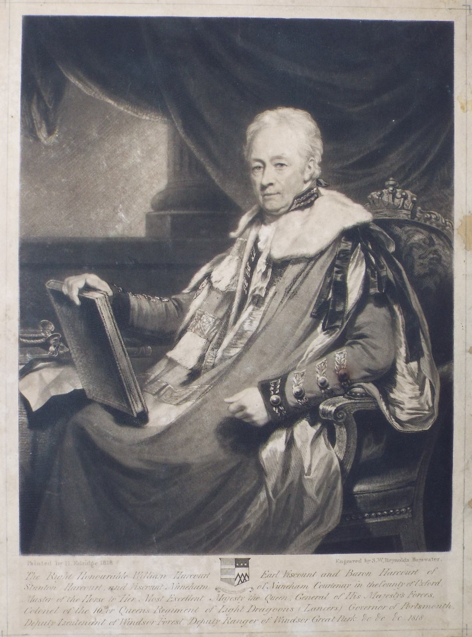 Mezzotint - The Right Honourable William Harcourt Earl Viscount and Baron of Stanton Harcourt and Viscount Nuneham of Nuneham Courtenay in the County of Oxford... - Reynolds