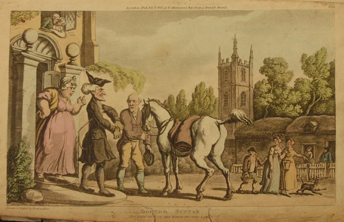 Aquatint - Doctor Syntax Setting Out on his Tour to the Lakes  - Rowlandson