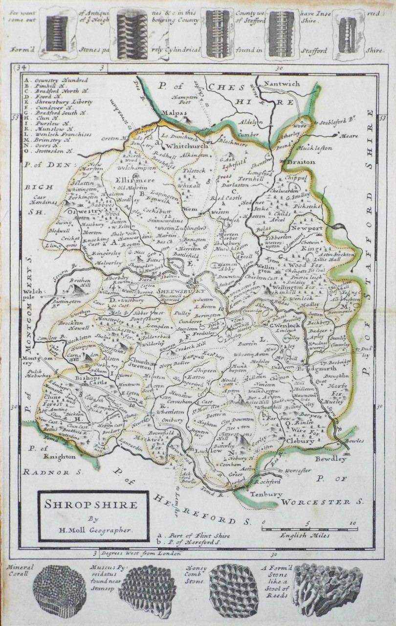 Map of Shropshire - Moll