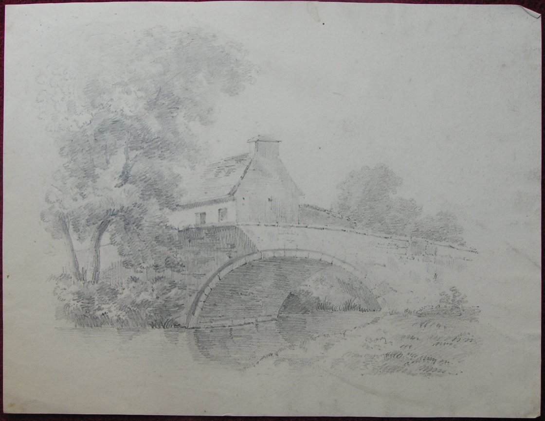Pencil Sketch - (Bridge & cottage)