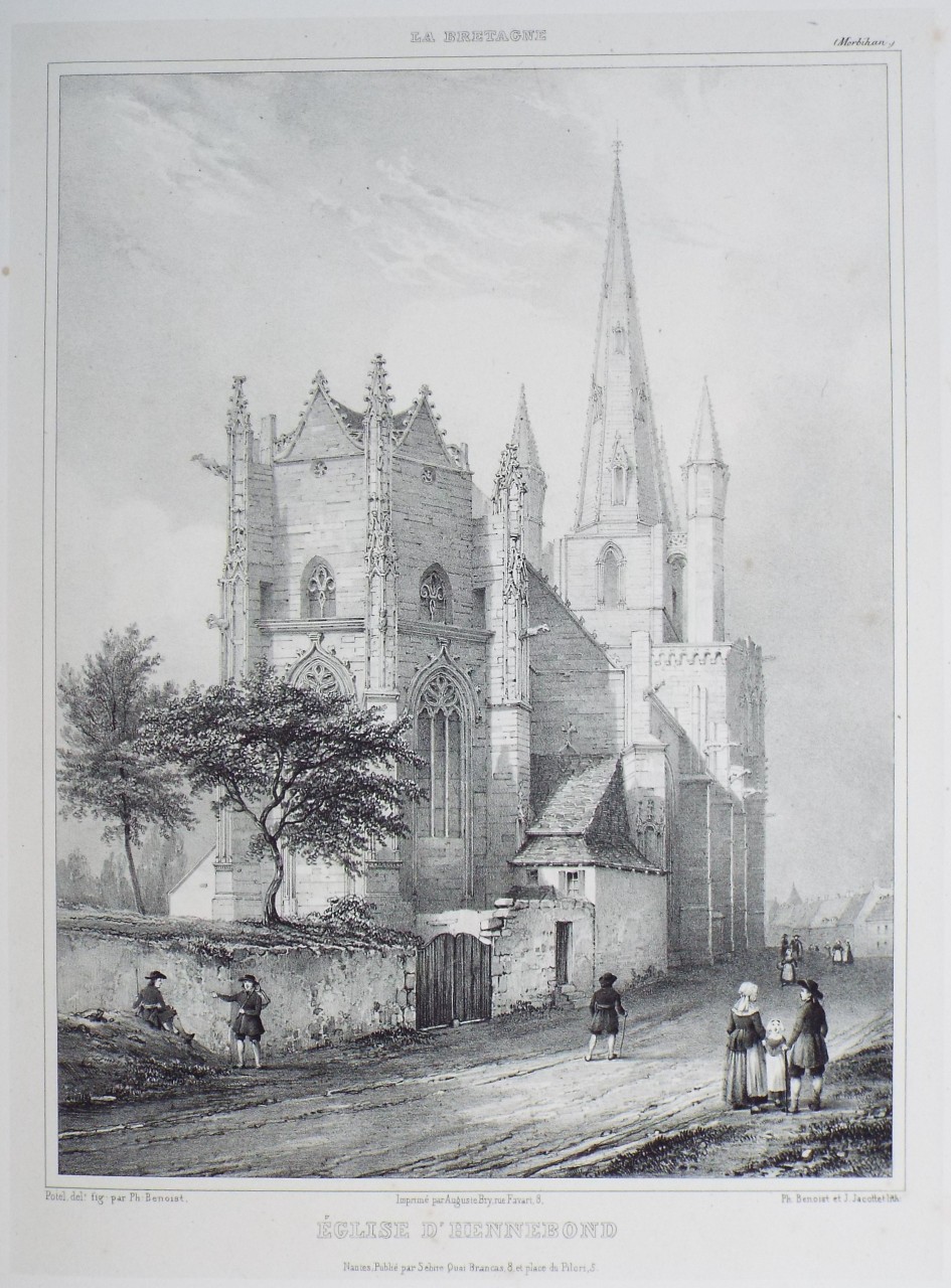 Lithograph - Eglise d'Hennebond.