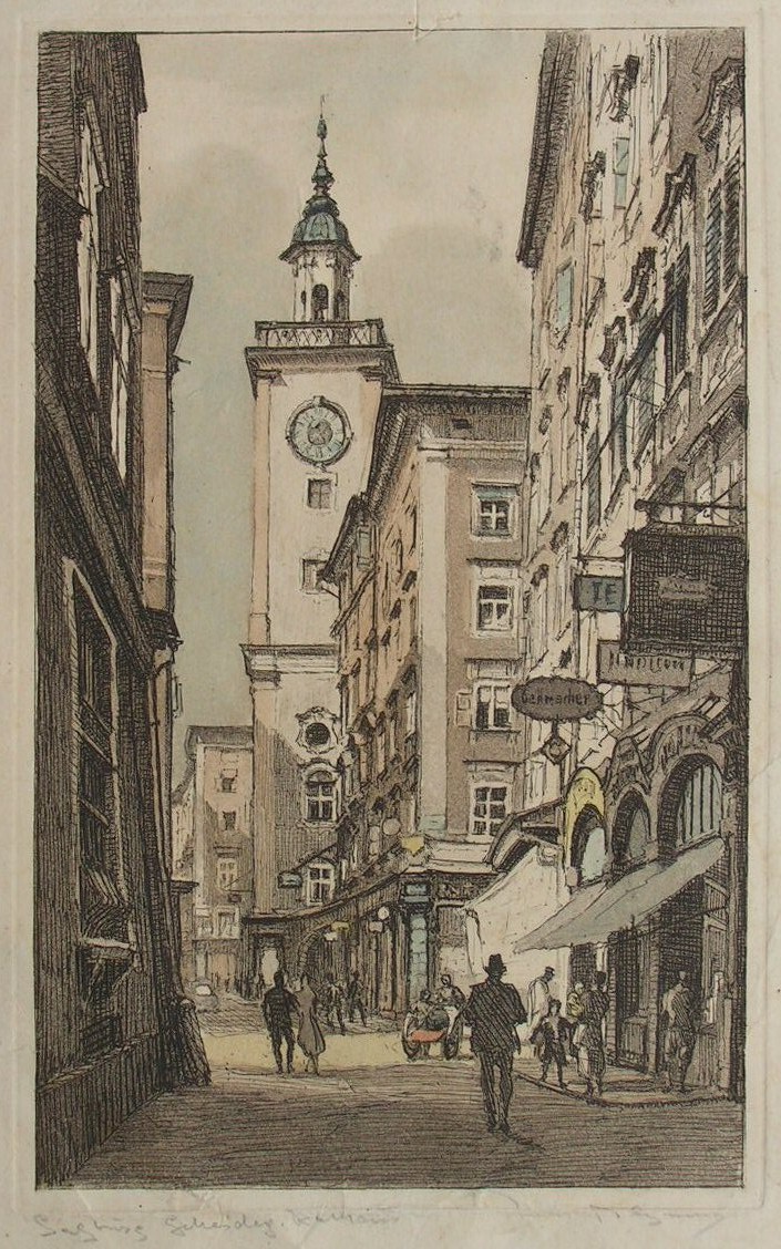 Etching - (German? street scene)