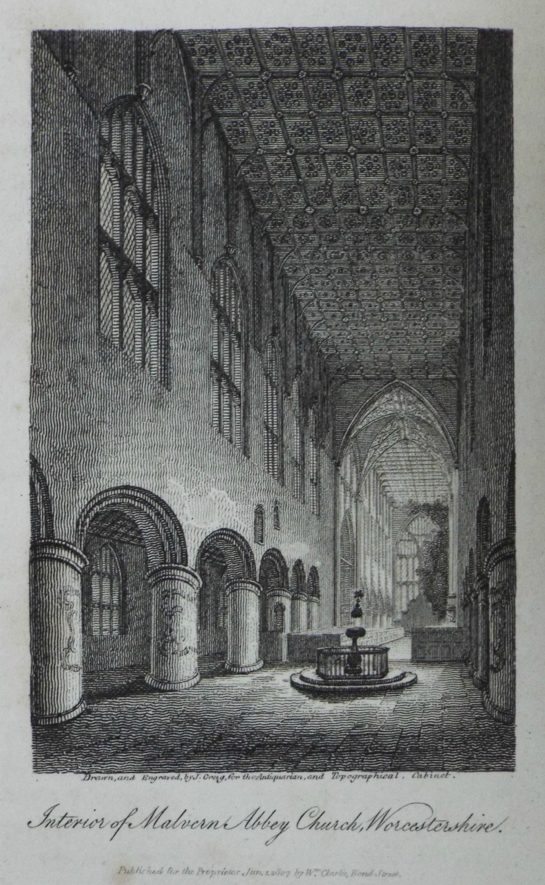 Print - Interior of Malvern Abbey Church, Worcestershire. - Greig